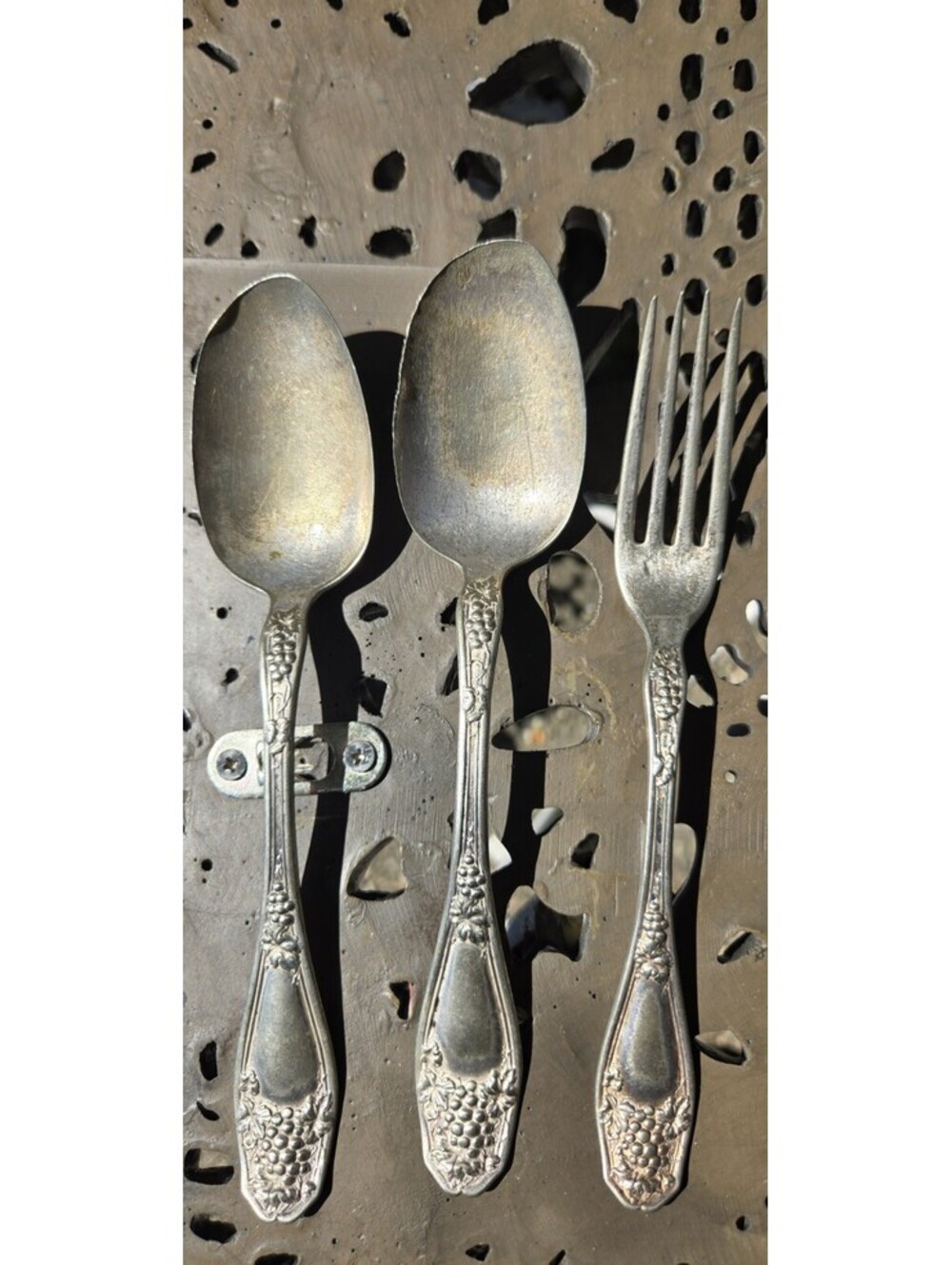 3 Vintage Matching R.C. Co. Silver Plate Serving Spoons & 1 Fork